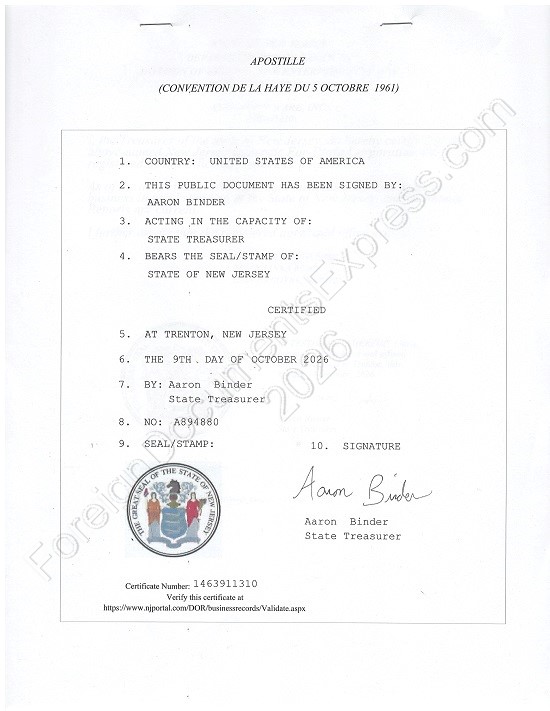 New Jersey Hague apostille NJ Hague apostille